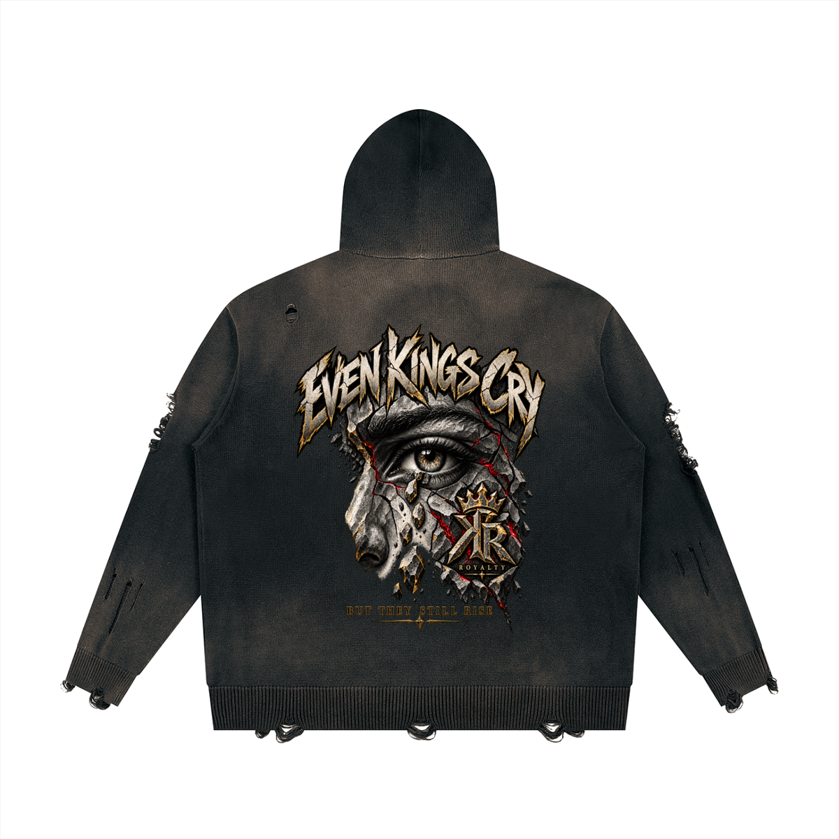 Unisex Distressed Full Zip Sweater