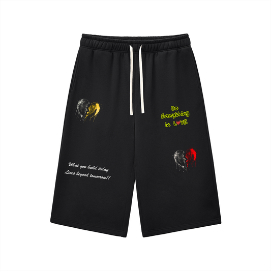 Broken Love | Heart Collage Drawstring Shorts